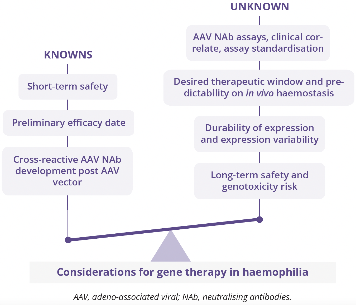 Known and unknown considerations for gene therapy in haemophilia